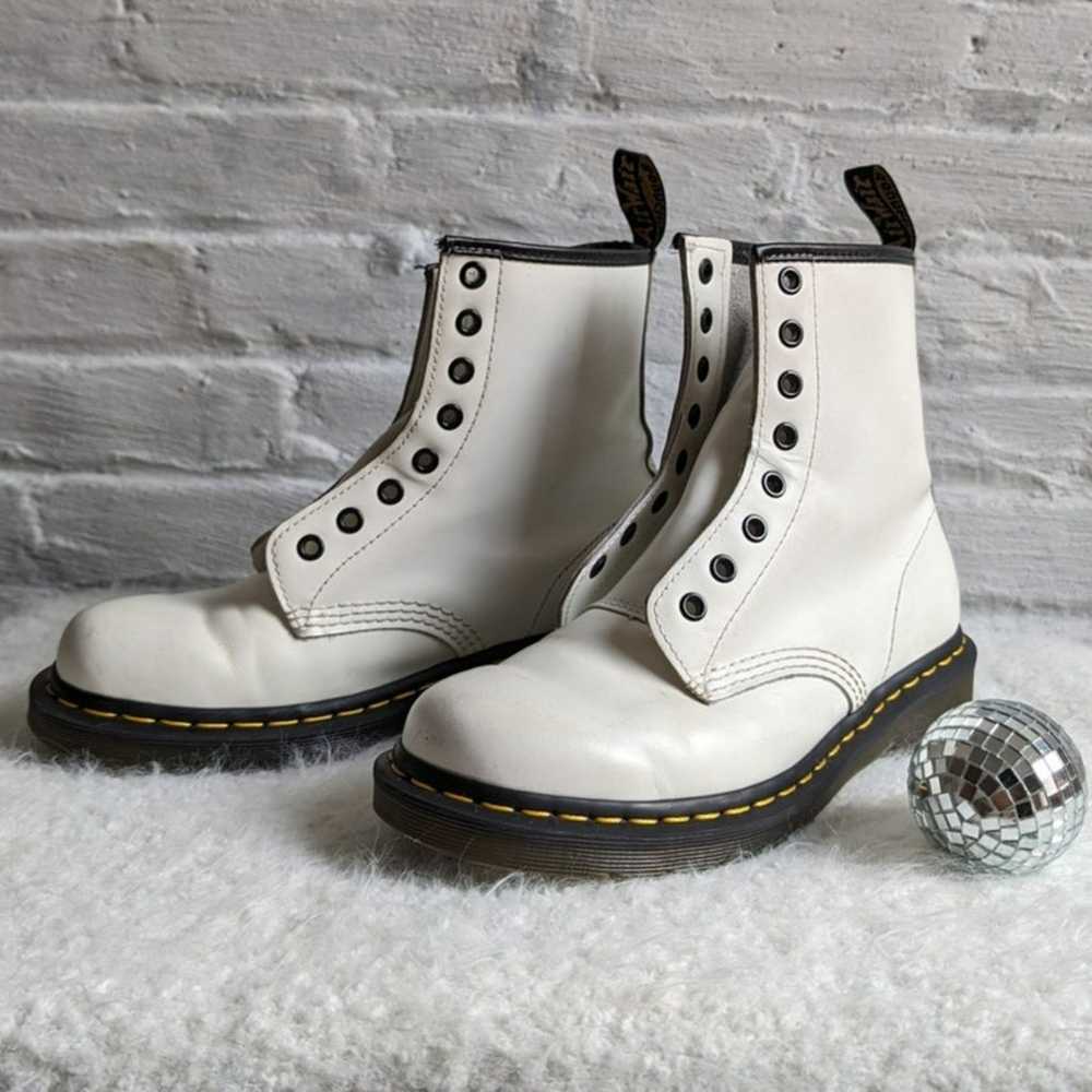 Dr Martens Docs White High Top Leather Combat Boo… - image 8