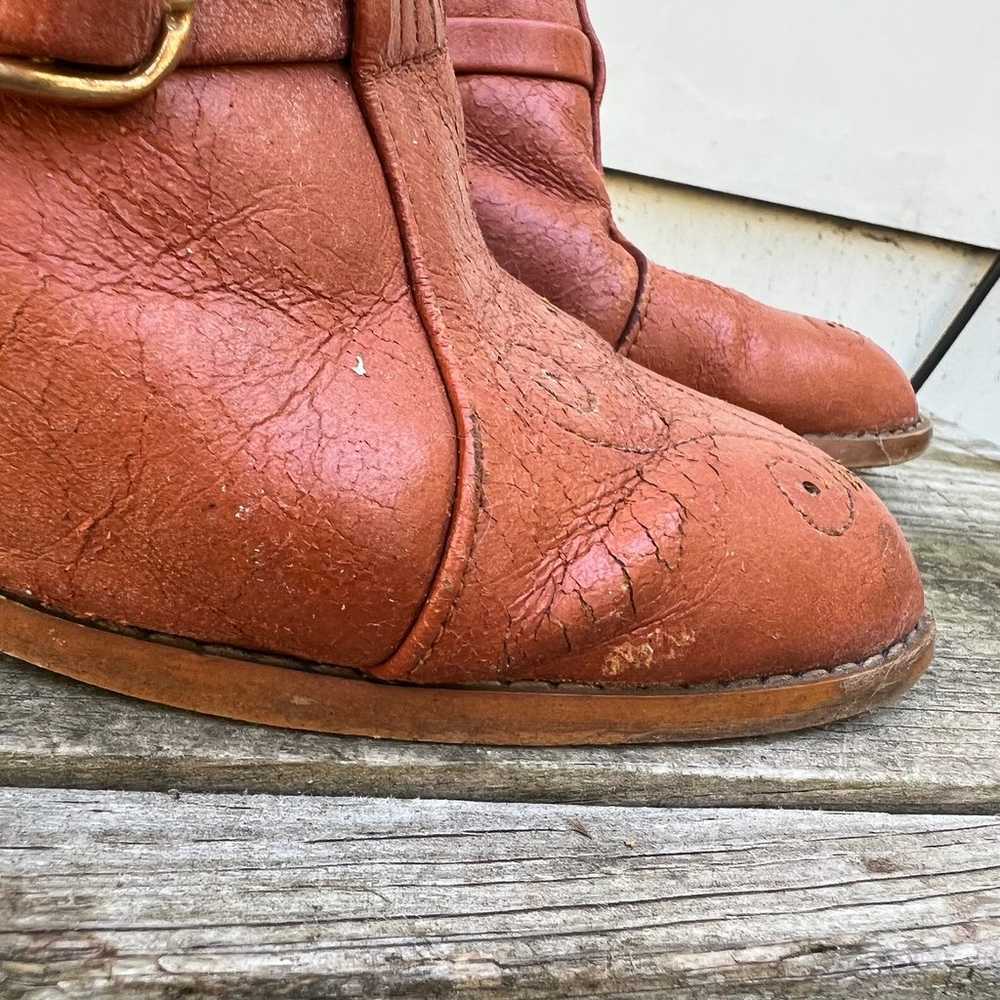 Vintage 70s 80s cognac heeled mules - image 3