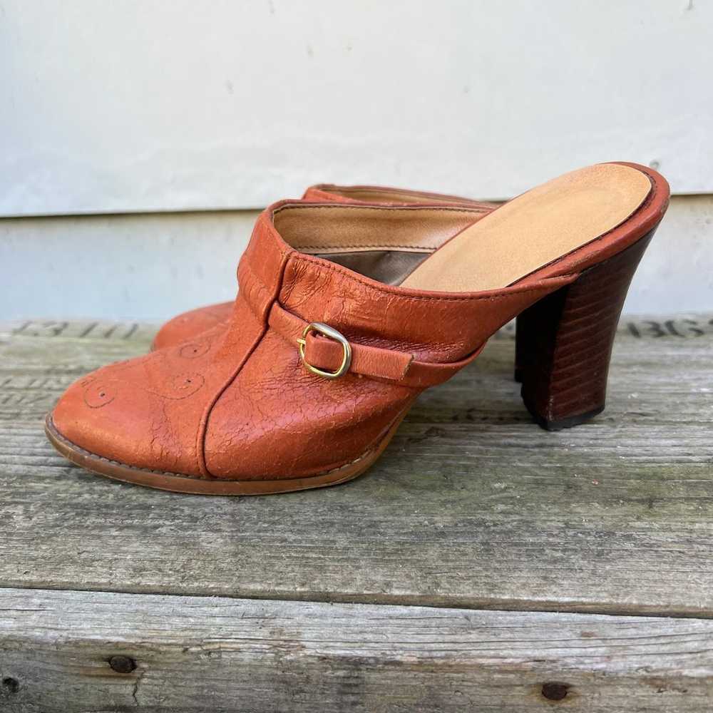 Vintage 70s 80s cognac heeled mules - image 5