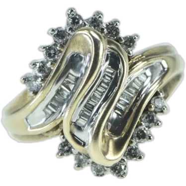 10K Diamond Zig Zag Freeform Cluster Bypass Ring … - image 1