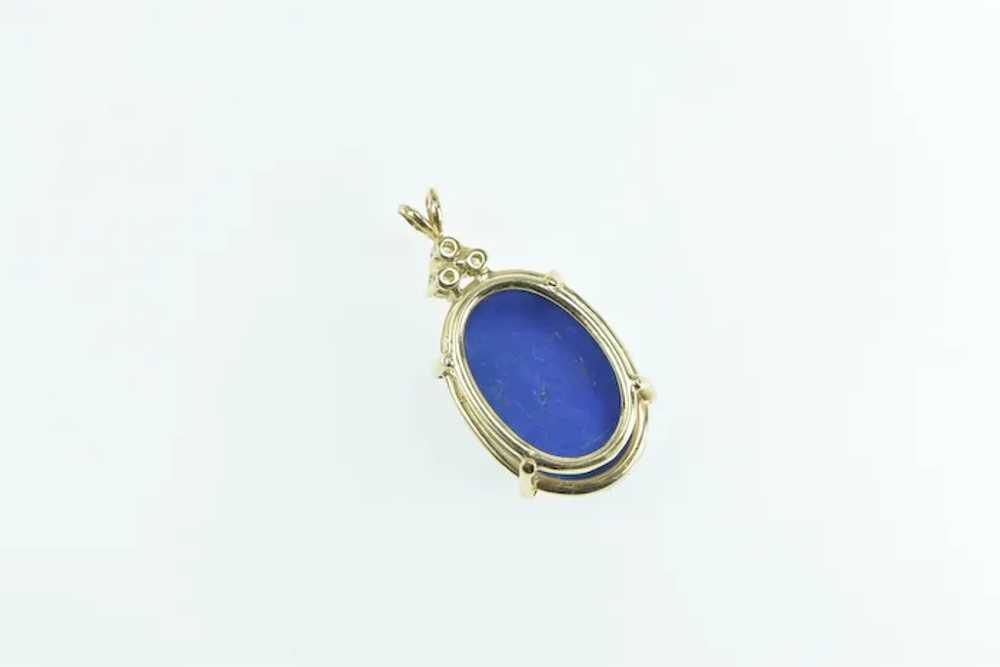 14K Lapis Lazuli Diamond Oval Cabochon Statement … - image 2