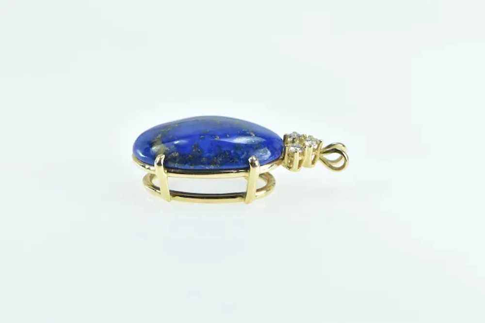 14K Lapis Lazuli Diamond Oval Cabochon Statement … - image 3