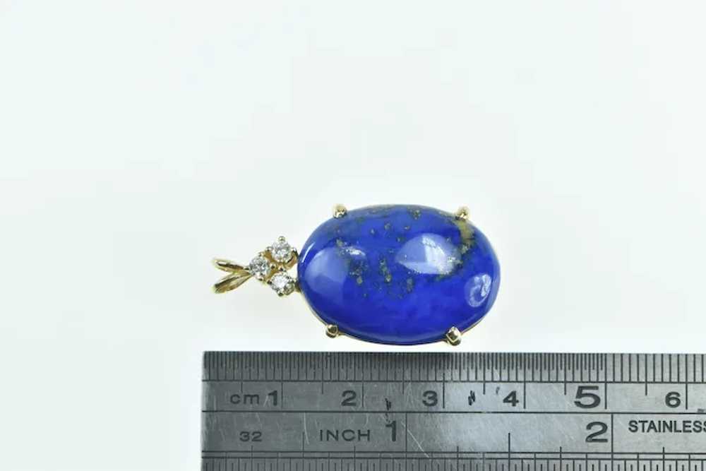 14K Lapis Lazuli Diamond Oval Cabochon Statement … - image 4