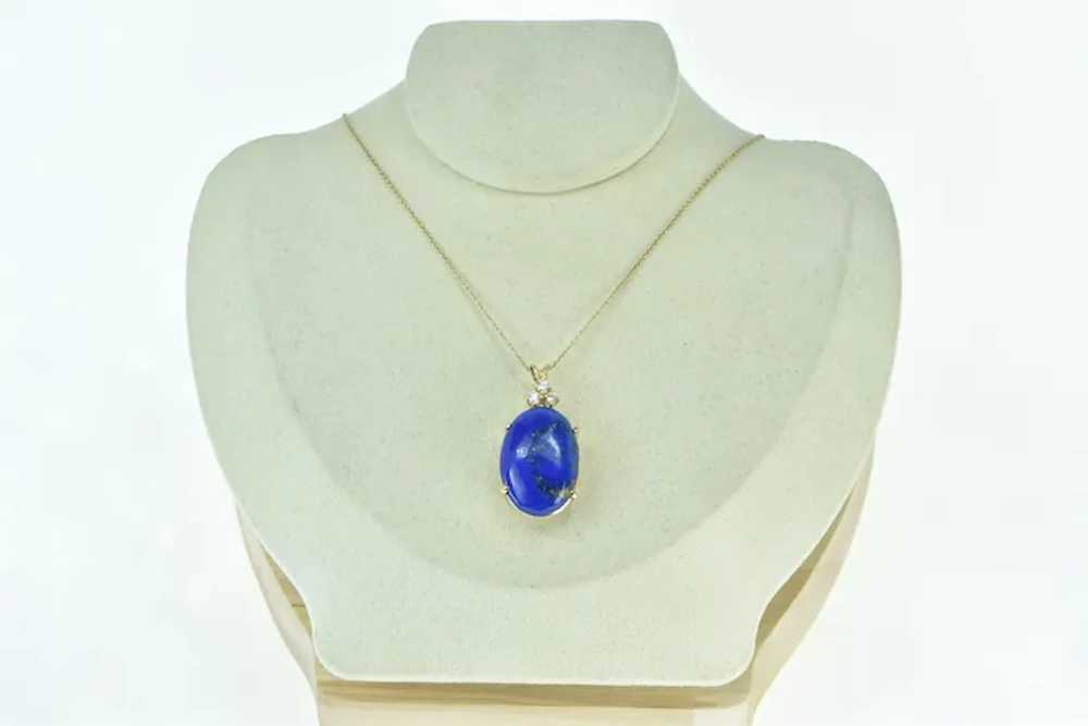 14K Lapis Lazuli Diamond Oval Cabochon Statement … - image 5