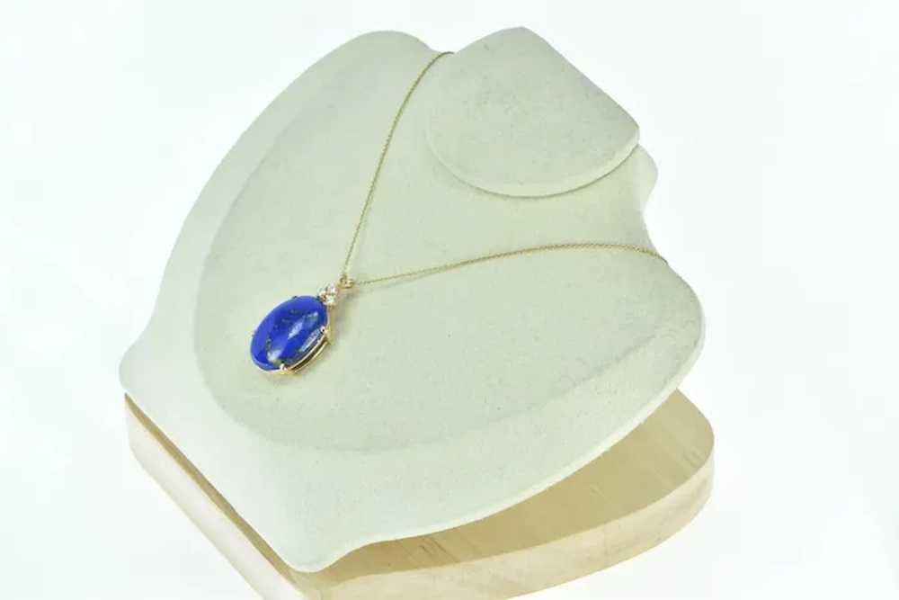 14K Lapis Lazuli Diamond Oval Cabochon Statement … - image 6