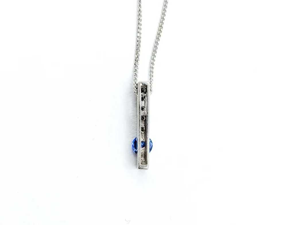 Stunning Sapphire & Diamond Bar Pendant in 14k Wh… - image 5