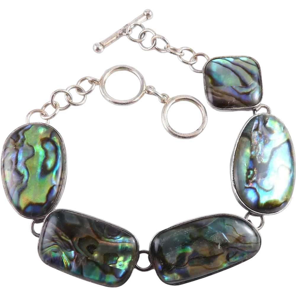 LUC Sterling Silver Free-Form Abalone 5-Links Adj… - image 1