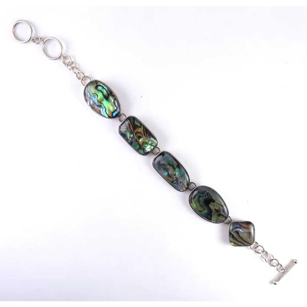 LUC Sterling Silver Free-Form Abalone 5-Links Adj… - image 2