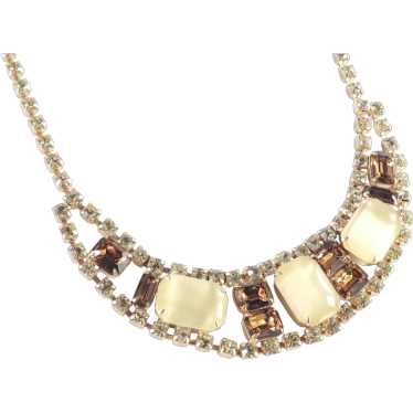 Rhinestone Glass Cabochon Bib Necklace