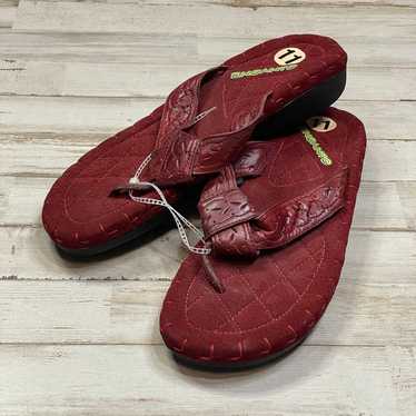 Encanto Leather Suede Wine Burgundy Thongs Flipfl… - image 1