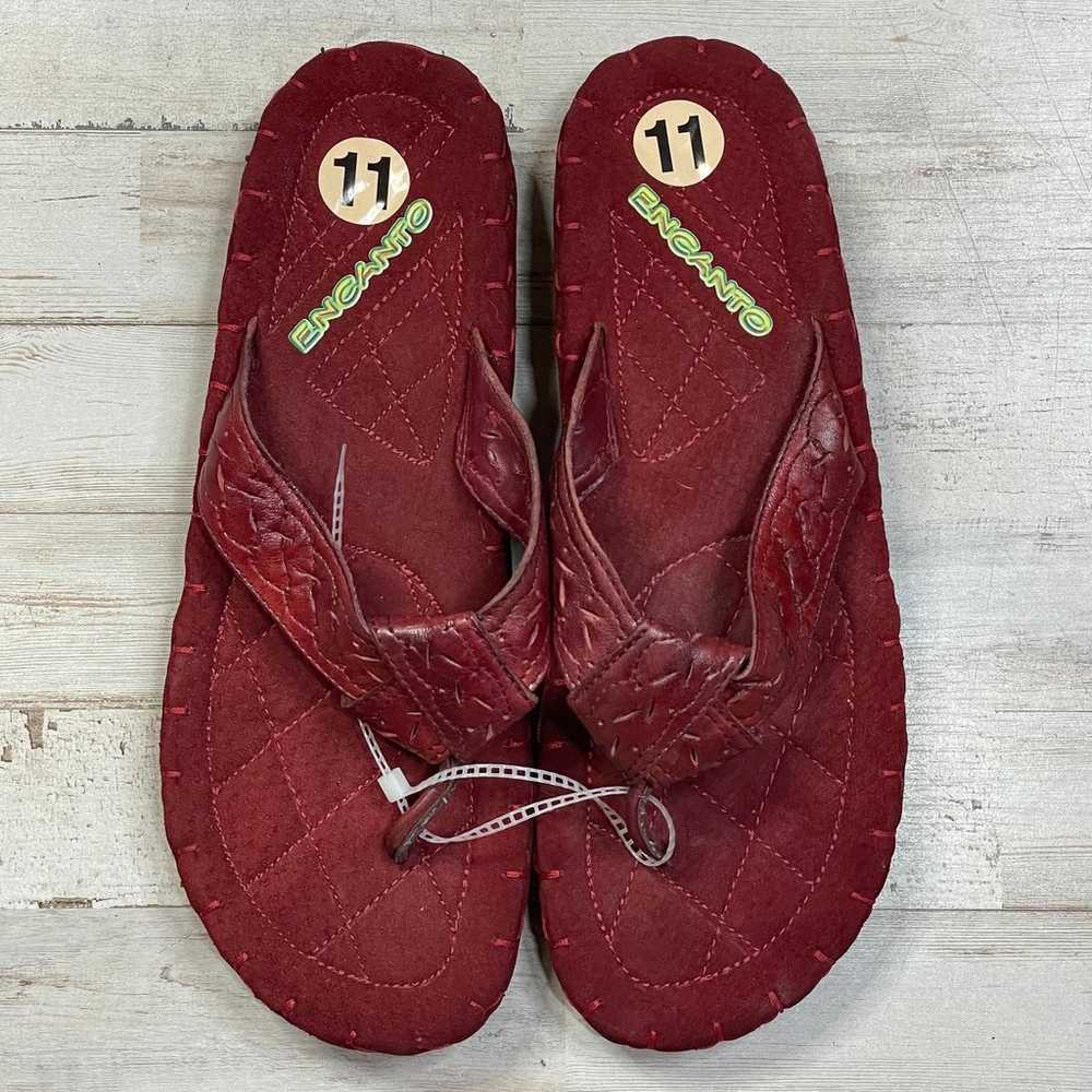 Encanto Leather Suede Wine Burgundy Thongs Flipfl… - image 2