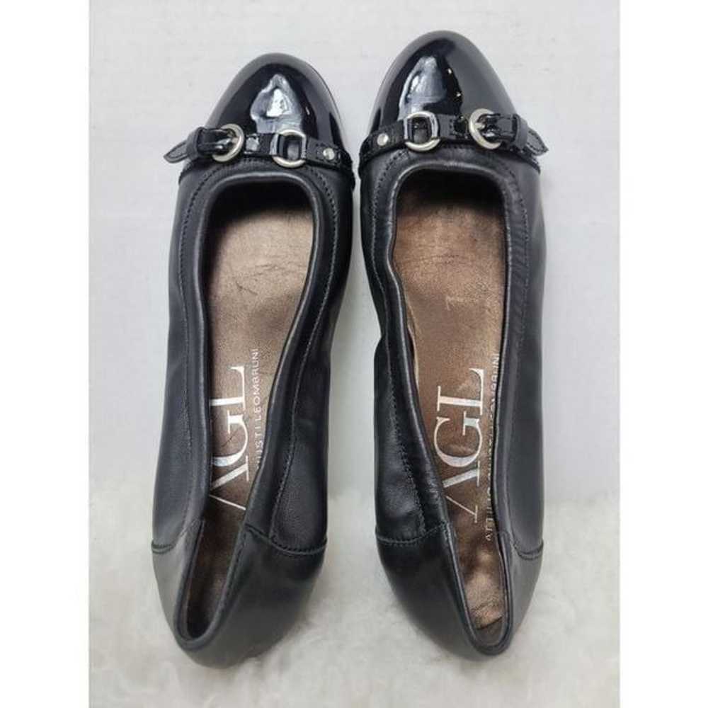 AGL Monika Black Cap Toe Leather Comfort Slip On … - image 4