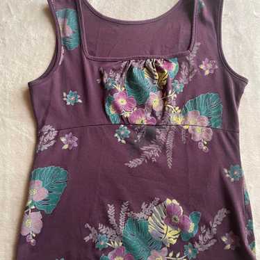 Purple floral sleeveless top. - image 1