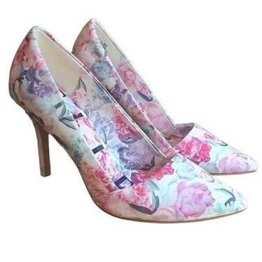 ELLE floral pink stiletto heels pointed toe squar… - image 1