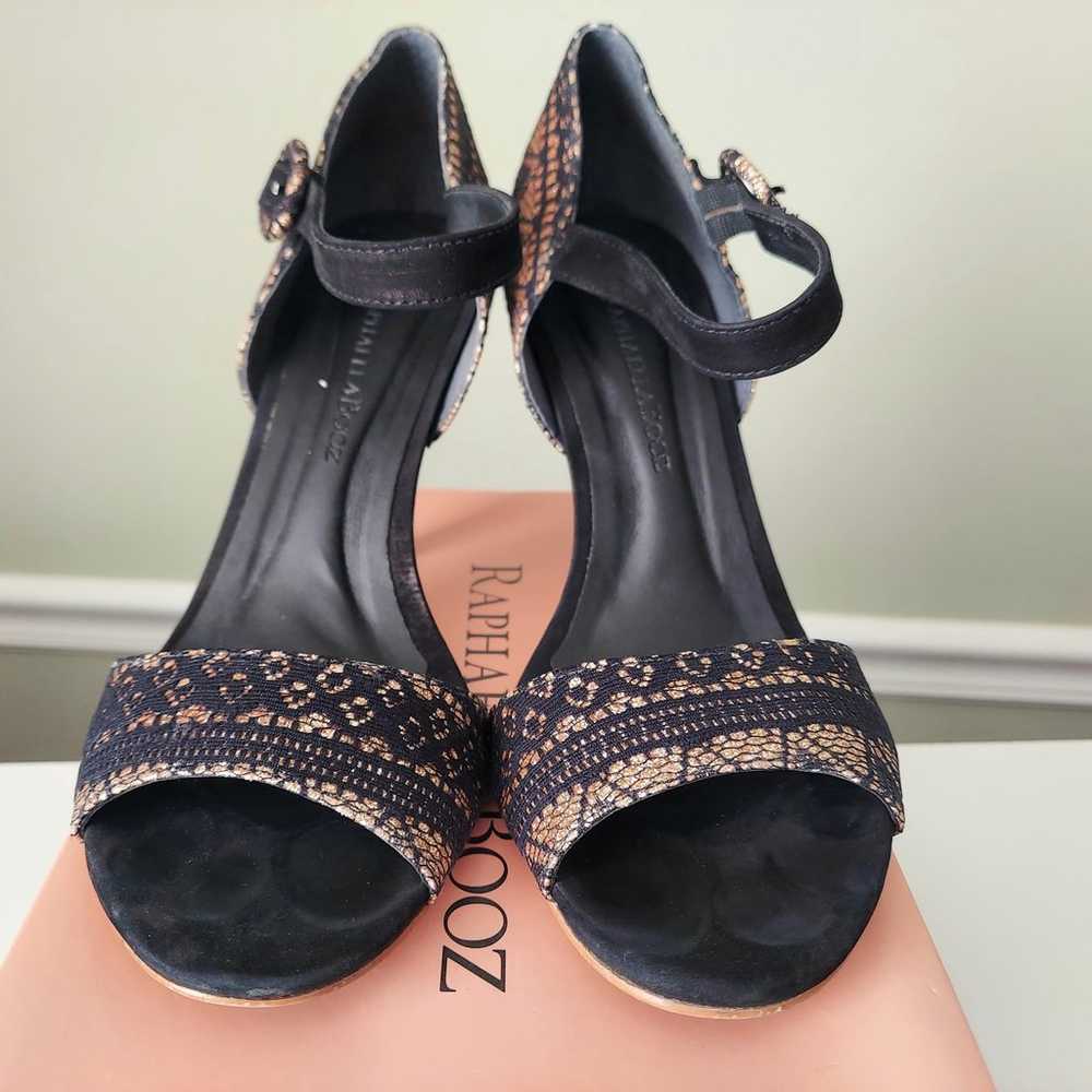 Raphaella Booz Black and Gold Peep Toe Heels - image 2