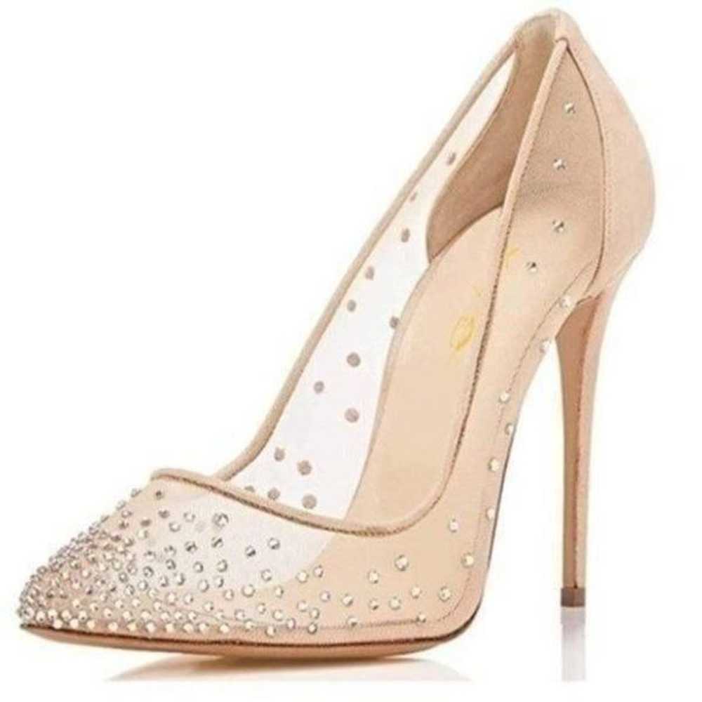 XYD Rhinestones Studded Stiletto High Heels Mesh … - image 2