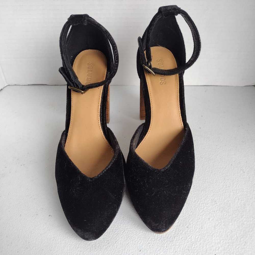 Soludos women's black velvet heels size 7.5 - image 2