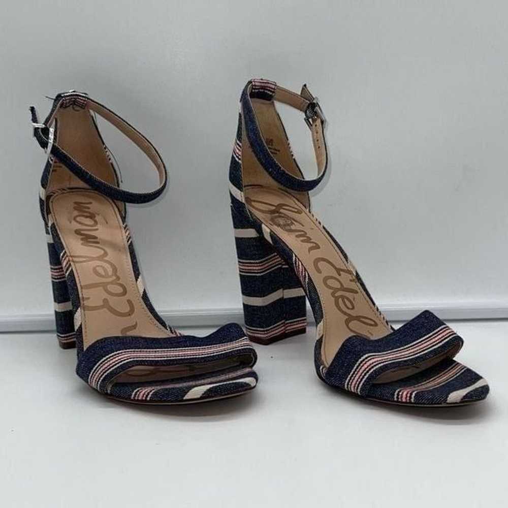 Sam Edelman Yaro Denim Striped Strappy Chunky Hee… - image 10