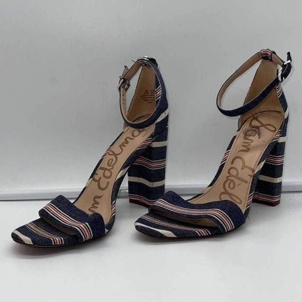 Sam Edelman Yaro Denim Striped Strappy Chunky Hee… - image 2