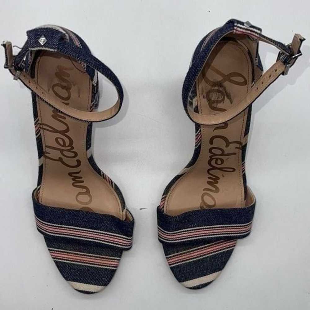 Sam Edelman Yaro Denim Striped Strappy Chunky Hee… - image 6