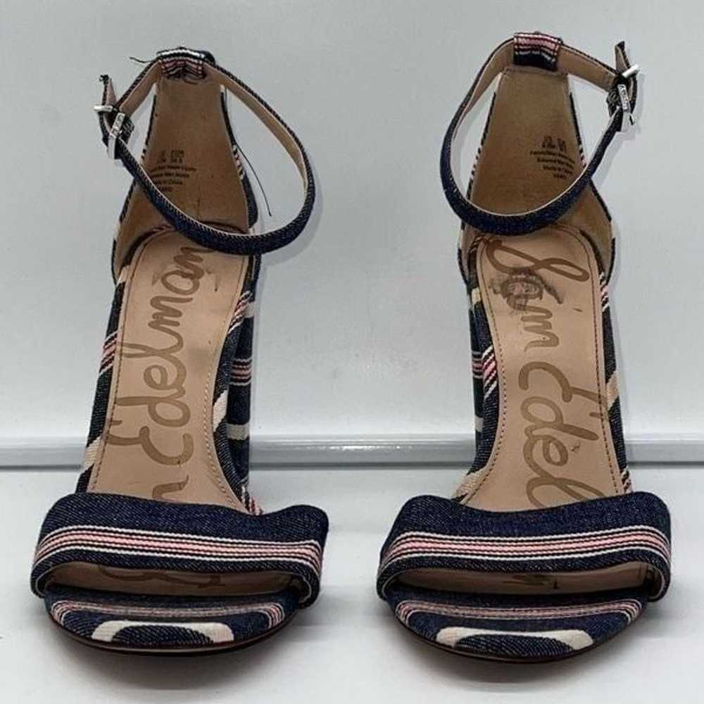 Sam Edelman Yaro Denim Striped Strappy Chunky Hee… - image 9