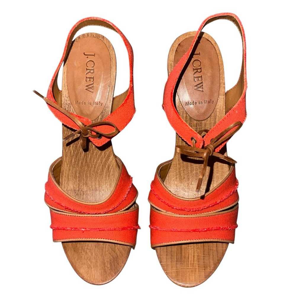 J. Crew Sandals 10 Loretta Heels Wood Platform Or… - image 2