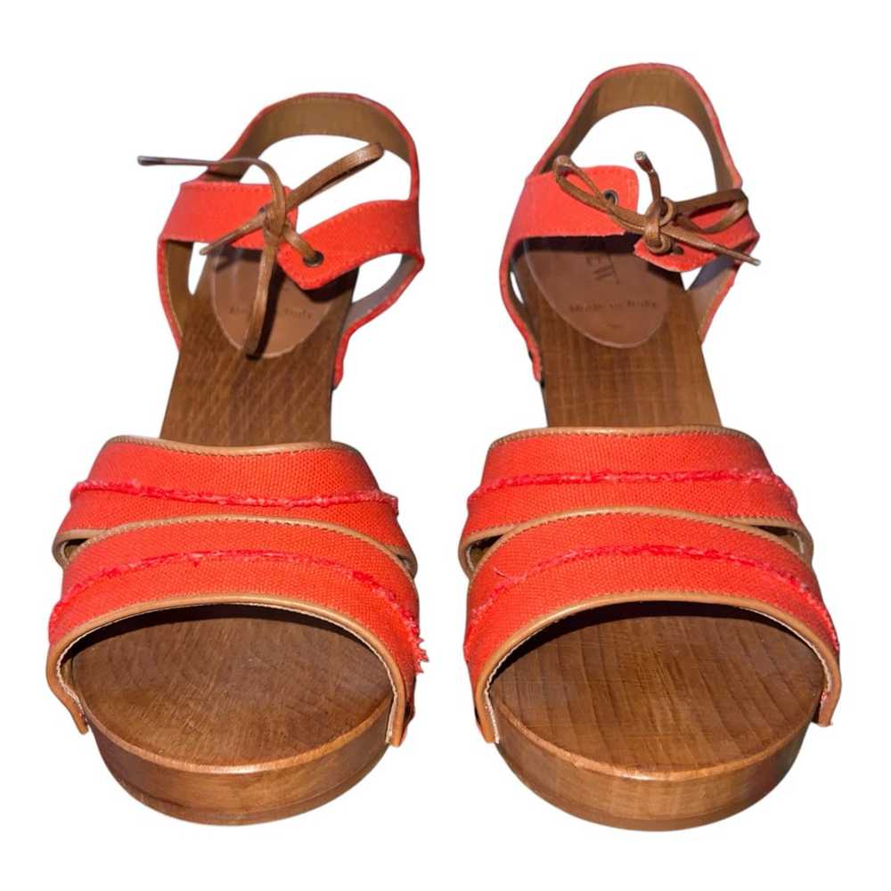 J. Crew Sandals 10 Loretta Heels Wood Platform Or… - image 3