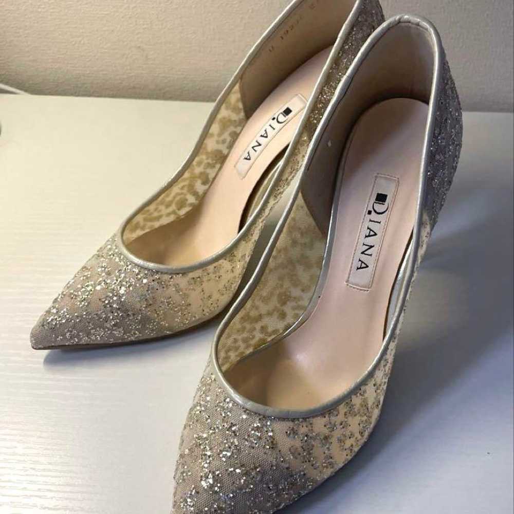 [DIANA] Beige Beaded Embroidery High Heels 21.5cm - image 1