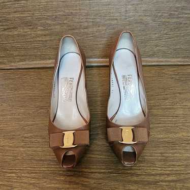 Salvatore Ferragamo Brown Leather Heels Size 8