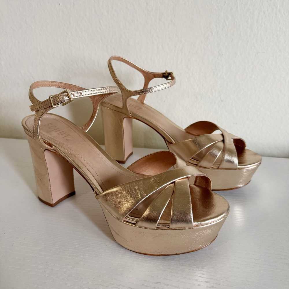 Schutz | Keefa Metallic Gold Platform Heels - image 1