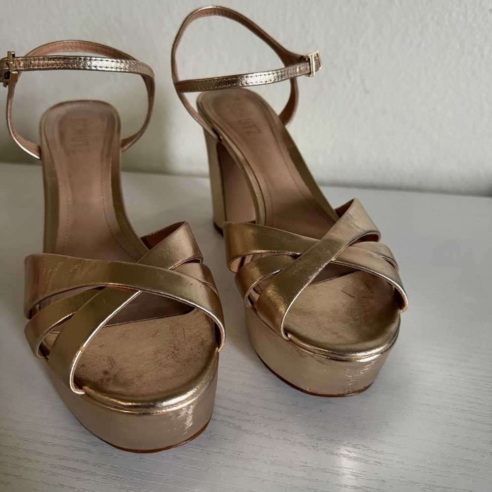 Schutz | Keefa Metallic Gold Platform Heels - image 2