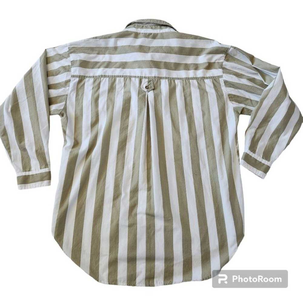 Vintage Cristina Neutral Chunky Striped Collared … - image 2