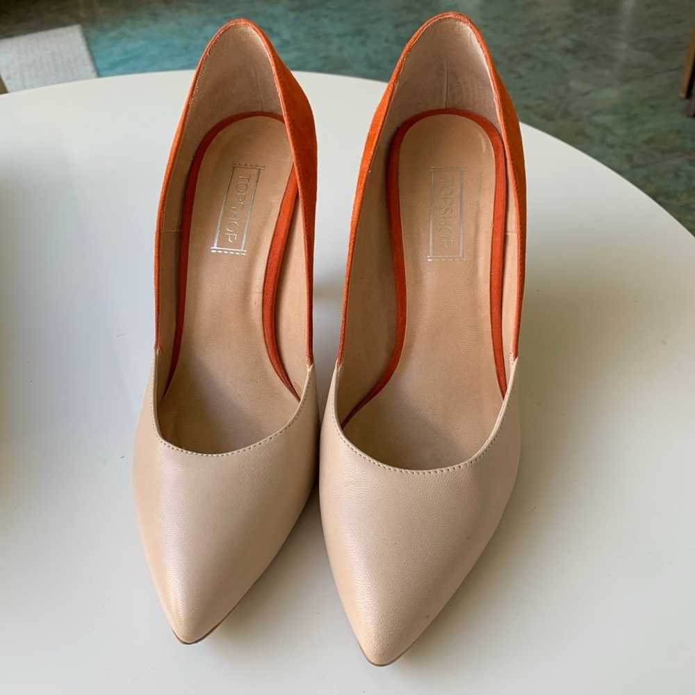 Orange suede& beige leather Heels-8.5 TopShop - image 3