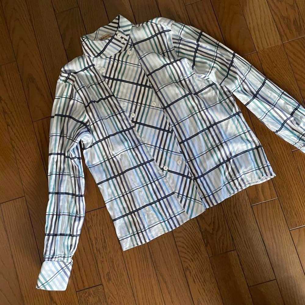 Vintage check patterned long sleeve shirt S - image 1