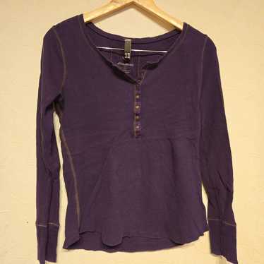 Long Sleeve T-Shirt Purple Eddie Bauer Button - image 1