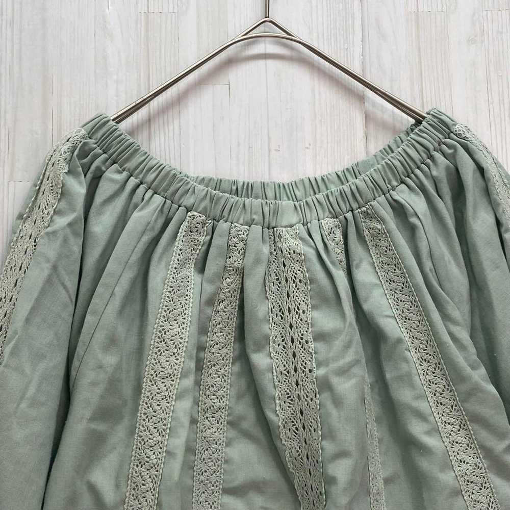 Off-shoulder lace candy sleeve tunic in green, si… - image 3