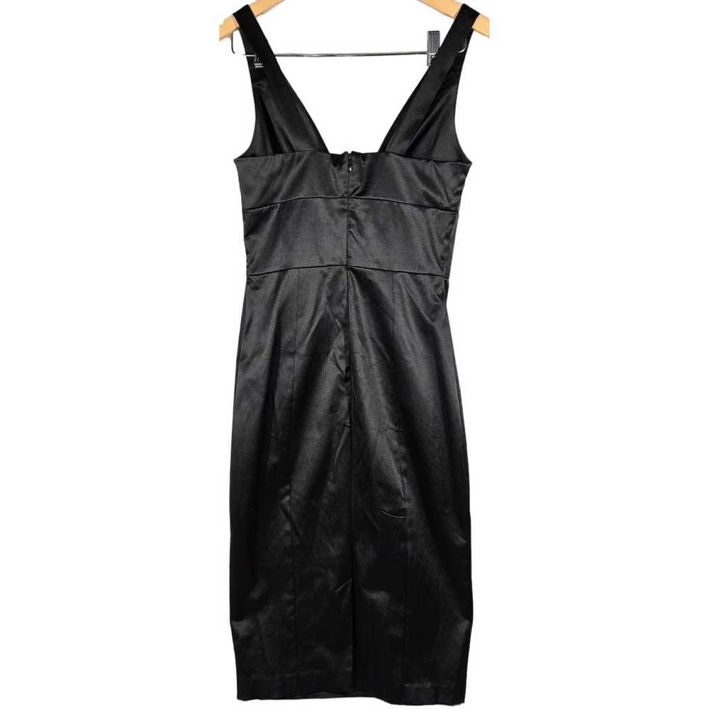 Asos Black Satin V-Neck Knee Length Sleeveless Bo… - image 2