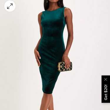 Green Velvet Backless Midi Dress - image 1