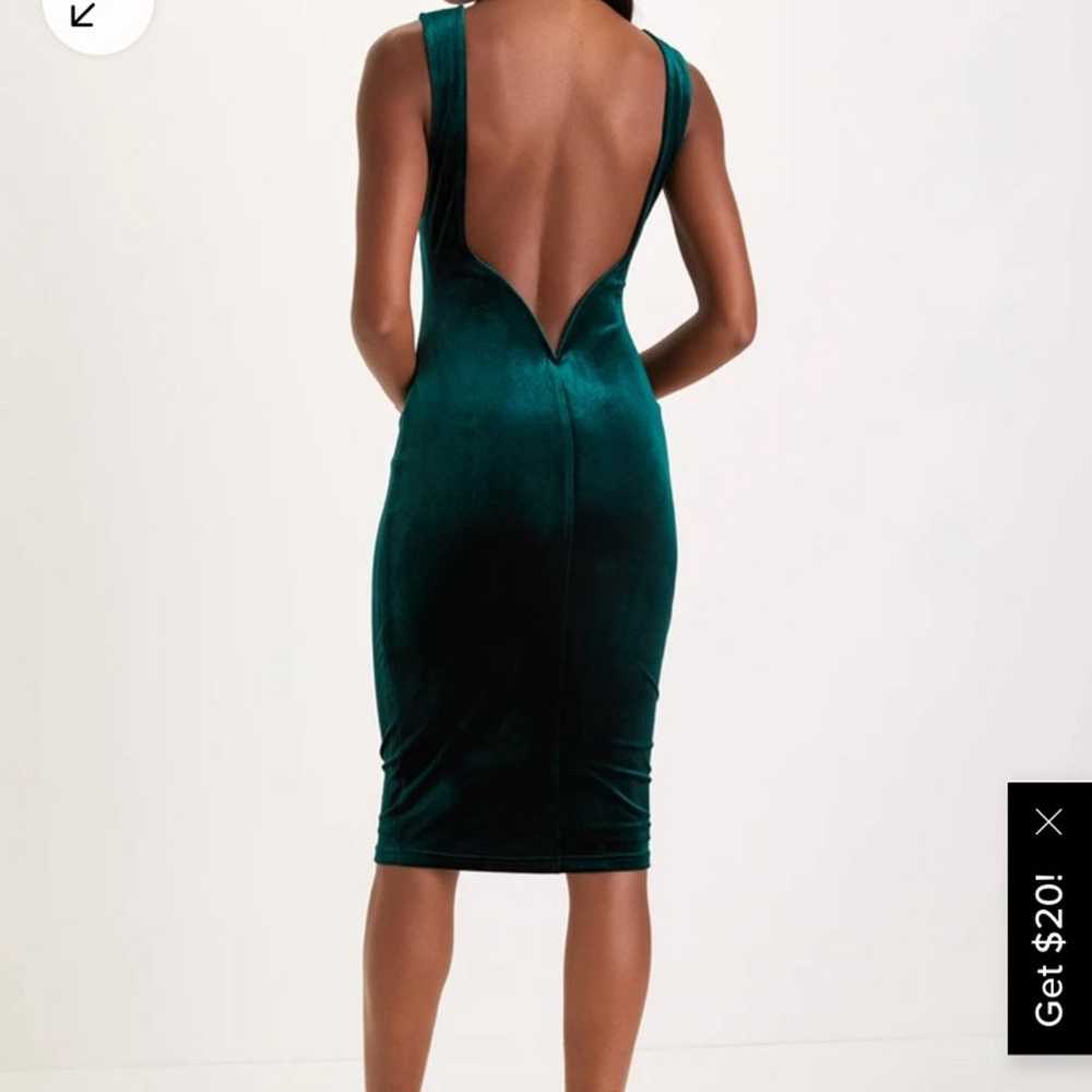 Green Velvet Backless Midi Dress - image 2