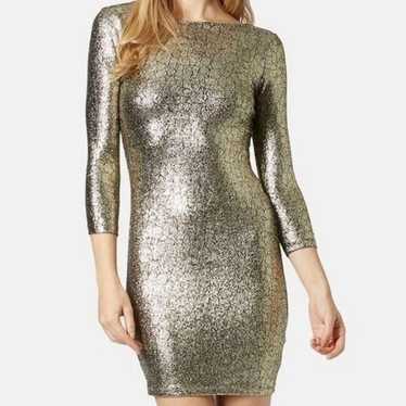 Topshop Gold & Black Foul Metallic Snake Bodycon … - image 1