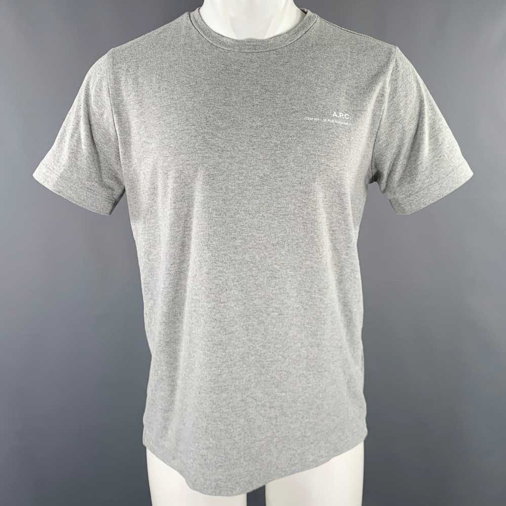 A.P.C. Grey White Cotton Crew Neck T-shirt - image 1