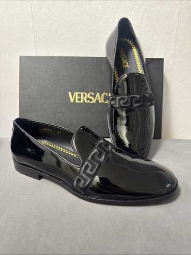 Versace New Versace Greca PATENT Leather Slippers 