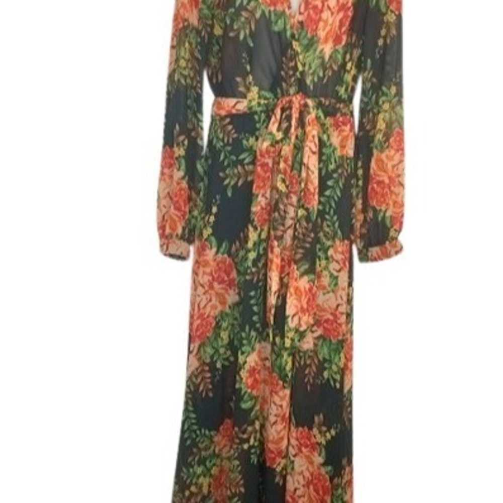 The Room Womens Maxi Wrap Dress Black Floral Chok… - image 2