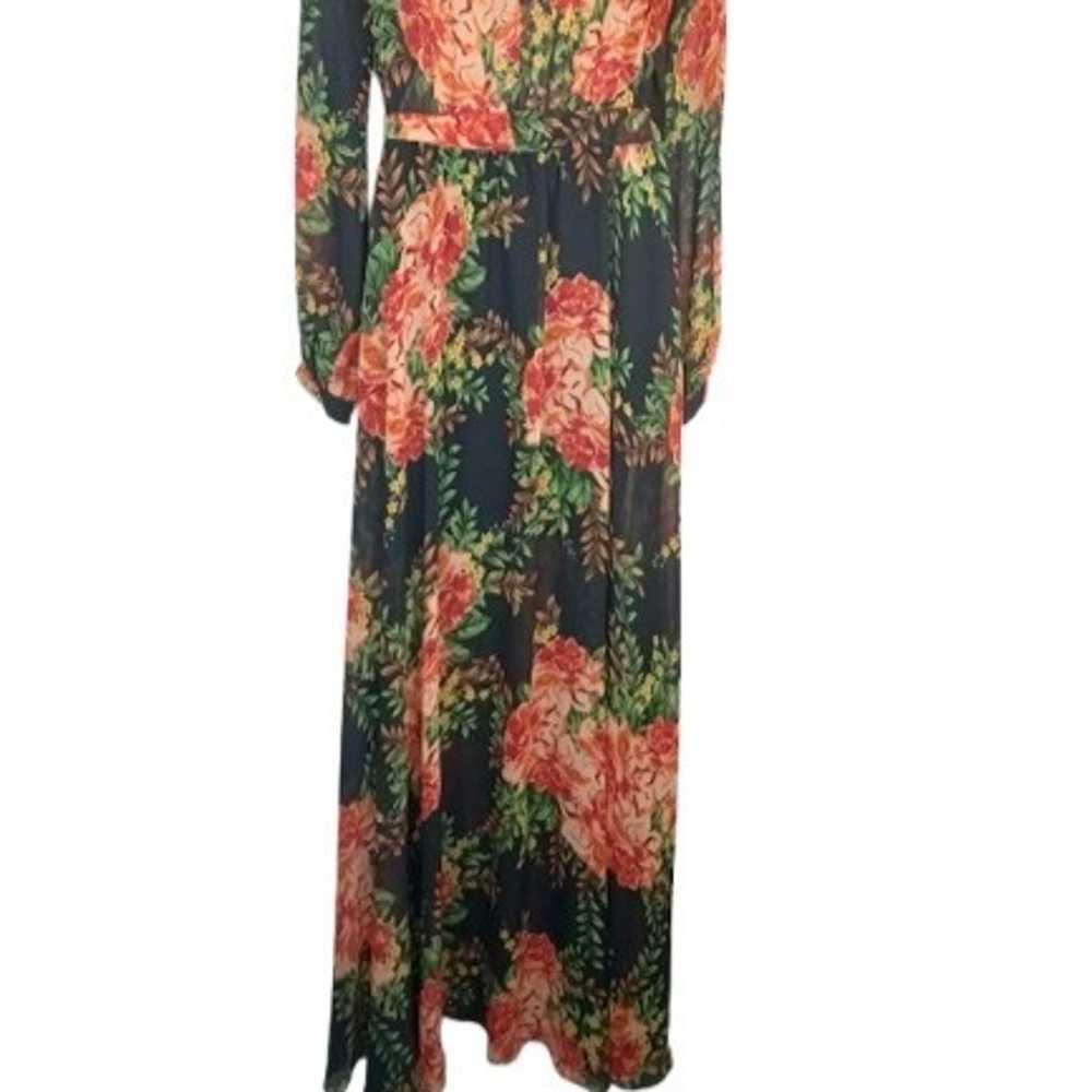 The Room Womens Maxi Wrap Dress Black Floral Chok… - image 5