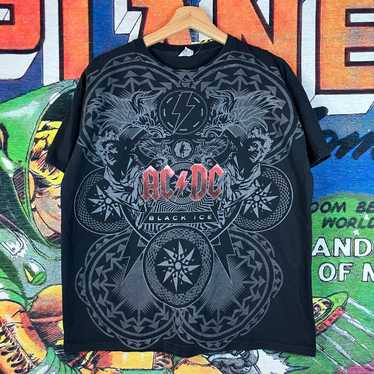 Ac/Dc × Vintage Y2K AC/DC Black Ice AOP Tee Size L - image 1