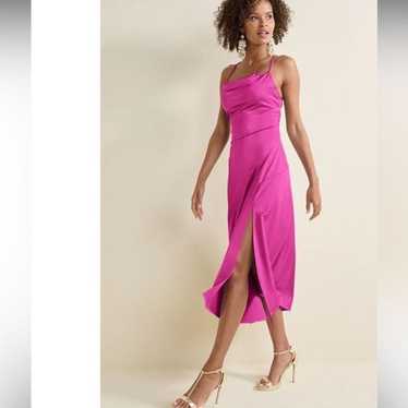 - VENUS satin fuschia midi dress