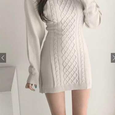 GRL Grail Cable Knit Back Open Mini Dress [cu367] - image 1