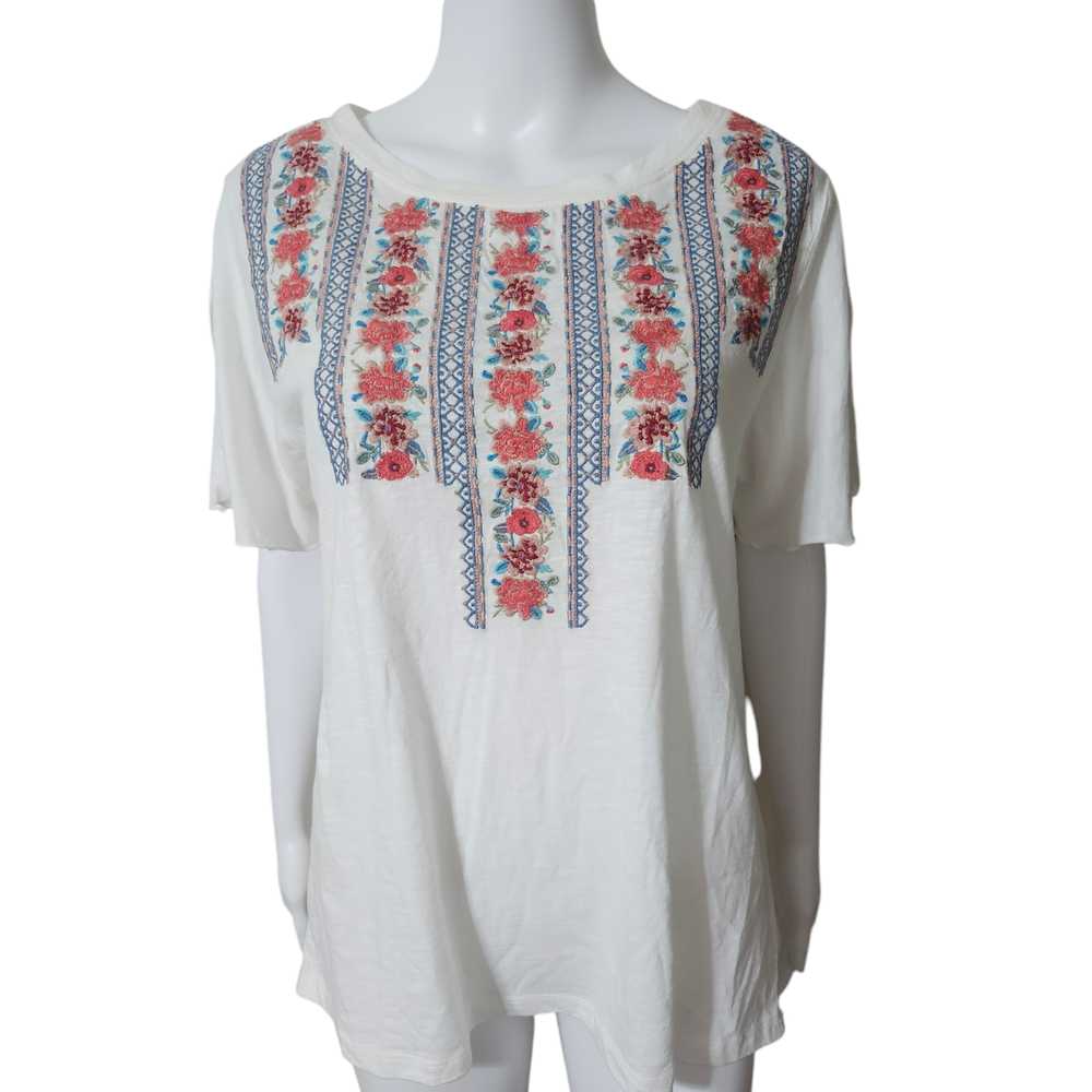 Sundance Pastoral Embroidered Slub T-Shirt Large … - image 1