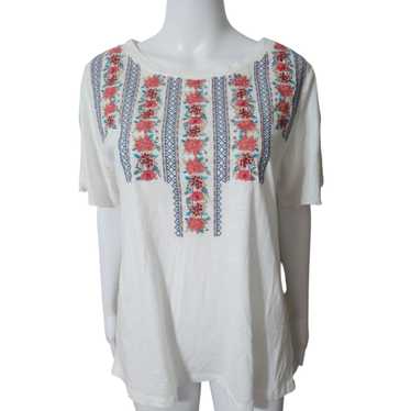 Sundance Pastoral Embroidered Slub T-Shirt Large S