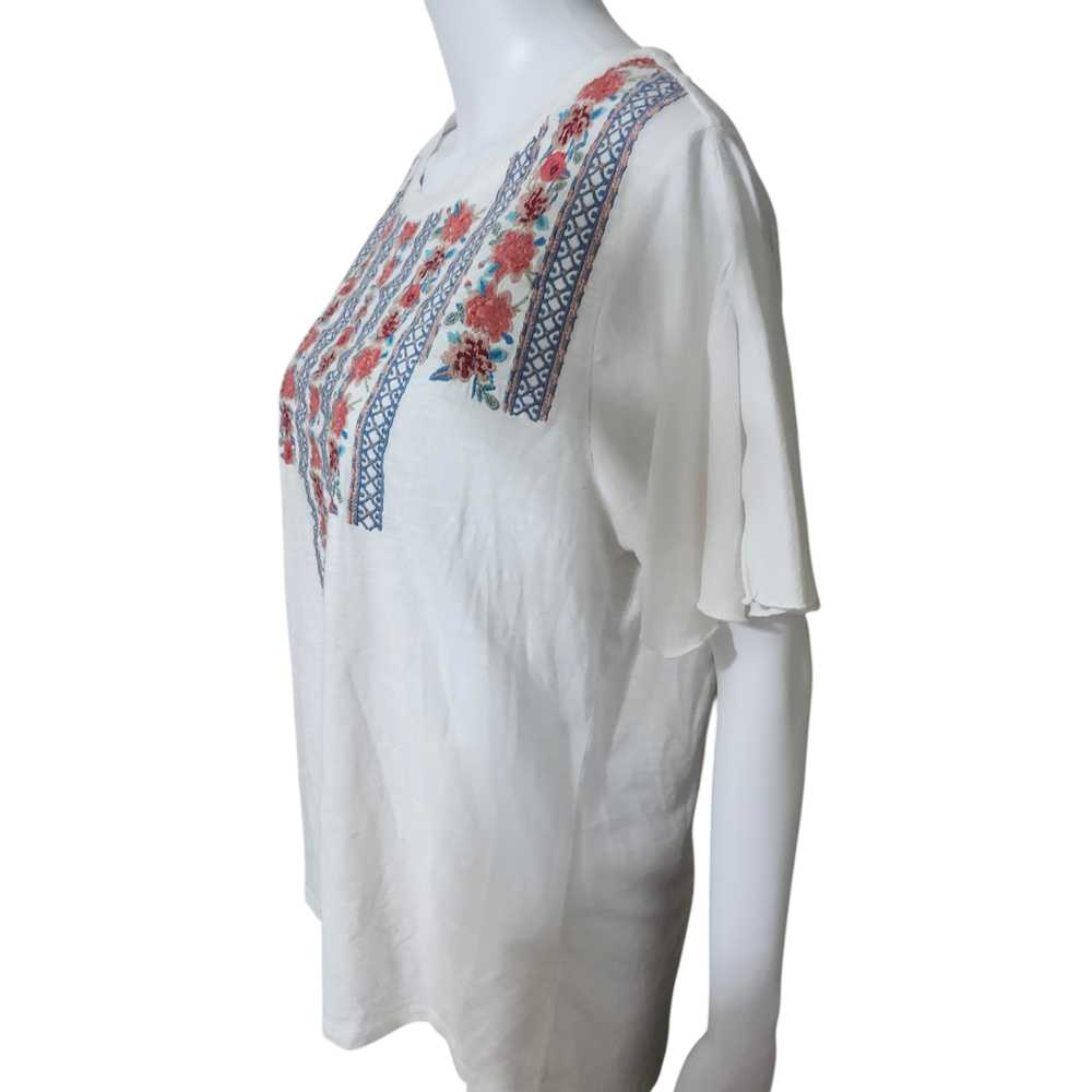 Sundance Pastoral Embroidered Slub T-Shirt Large … - image 2